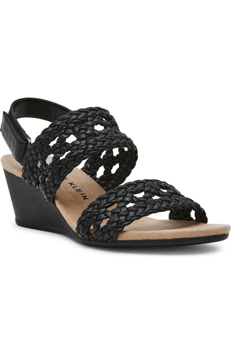 Anne Klein Baxxter Wedge Sandal, Main, color, Black