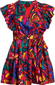 SUGARLIPS Rainbow Tropics Floral Ruffle Minidress