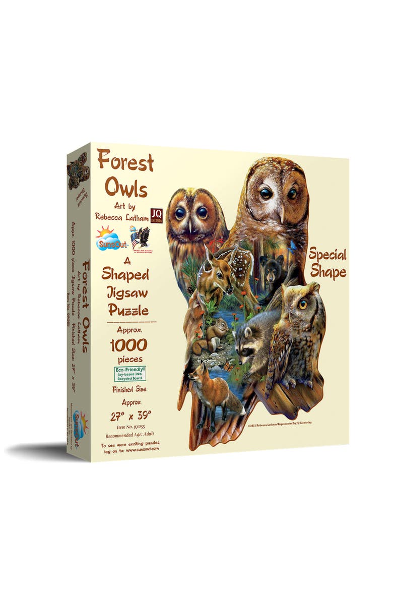 Forest Owls 1000 piece Jigsaw Puzzle for Adults Special Shape, Main, color, Multicolor