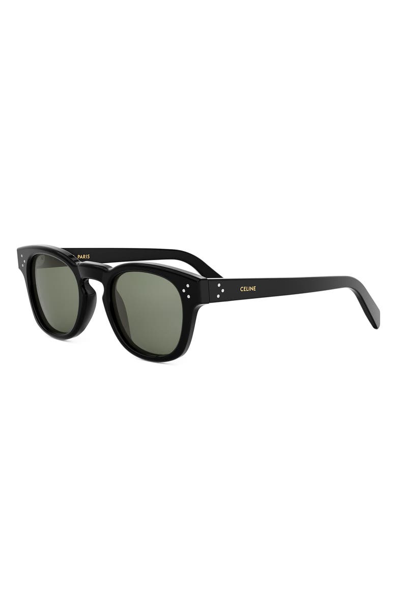 CELINE Bold 3 Dots 49mm Square Sunglasses, Alternate, color, Shiny Black / Green
