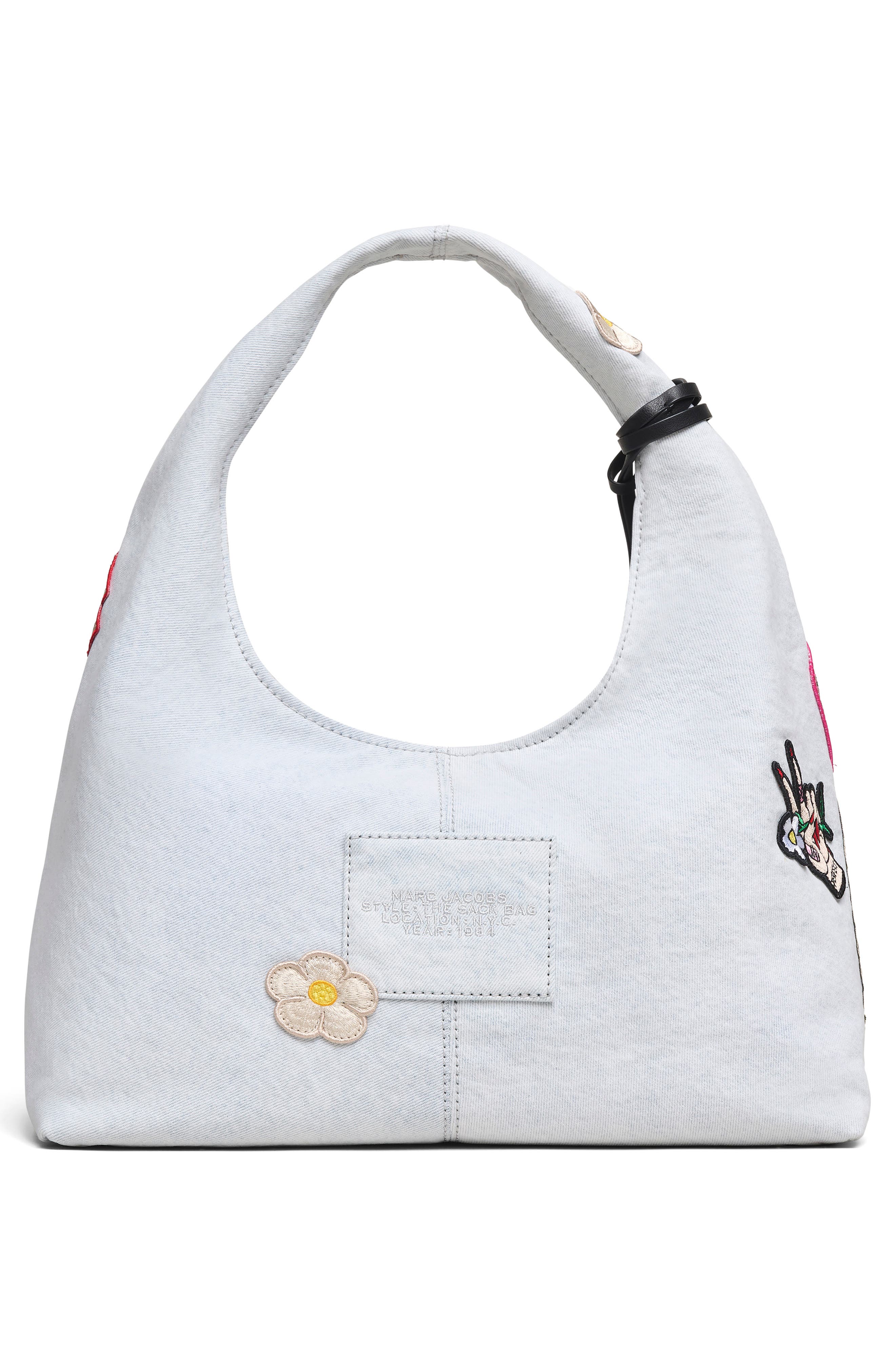 Marc Jacobs The Camp Patchwork Denim Sack Shoulder Bag, Alternate, color, Light Wash