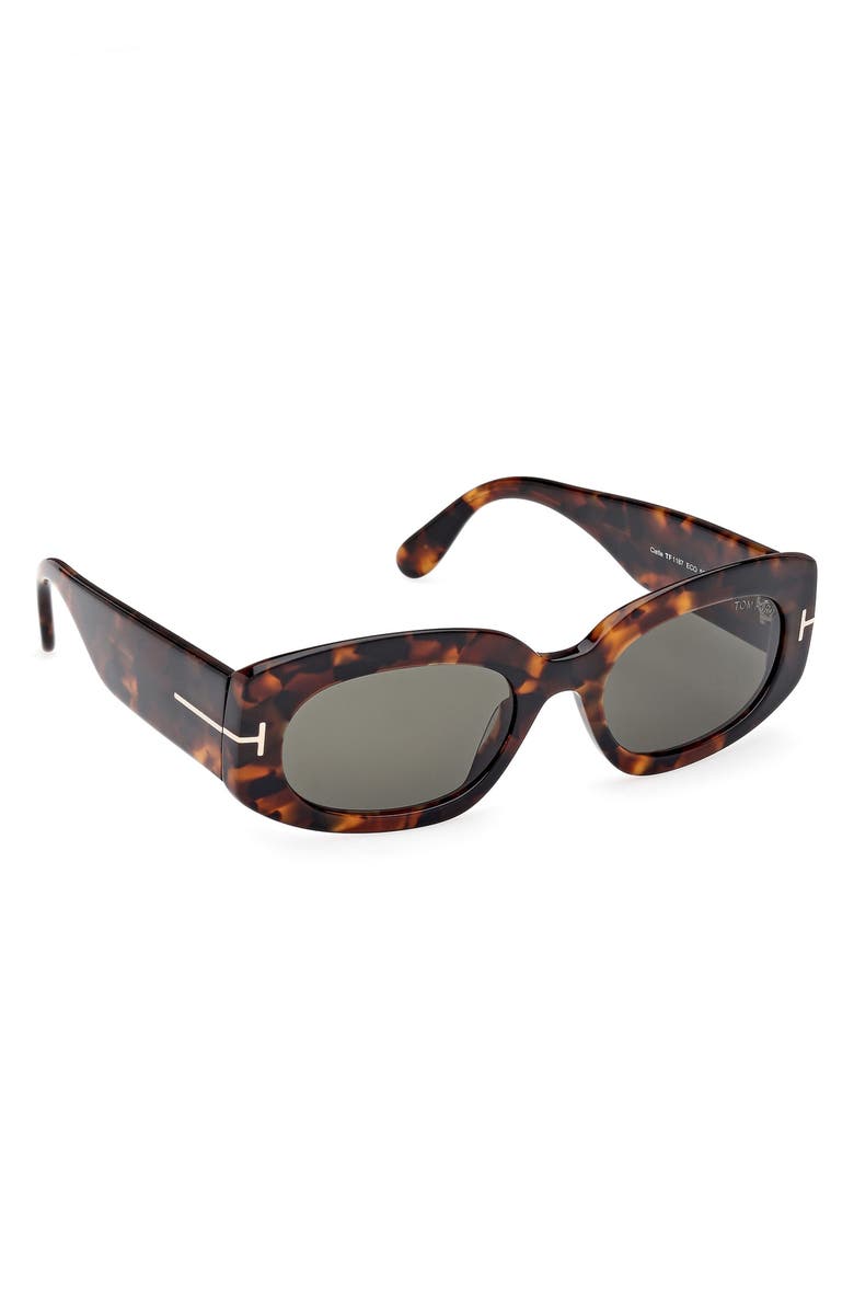 TOM FORD Cielle 52mm Oval Sunglasses, Alternate, color, Dark Havana Eco / T Logo