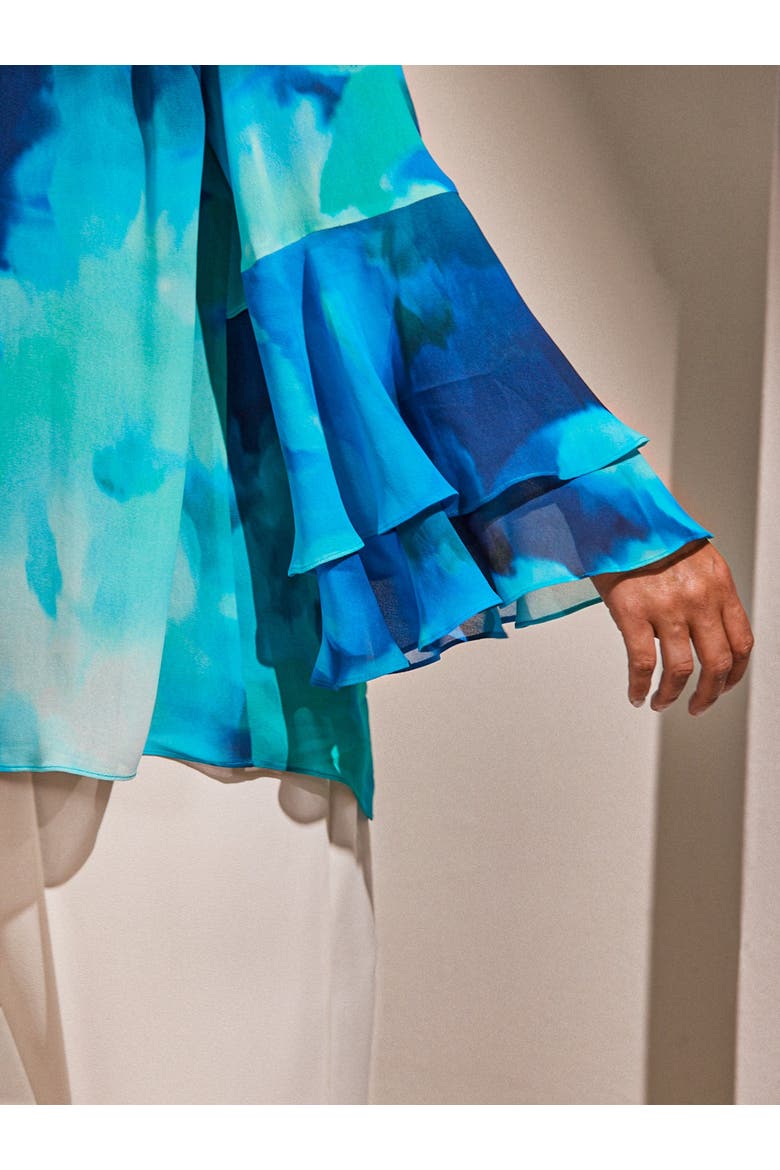 Print Frill Blouse, Alternate, color, Blue
