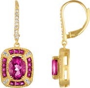 FZN Pink Topaz & Diamond Drop Earrings - 0.1ct.