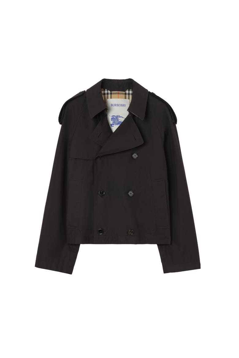 Cropped Tropical Gabardine Leadenham Trench Coat, Alternate, color, Black