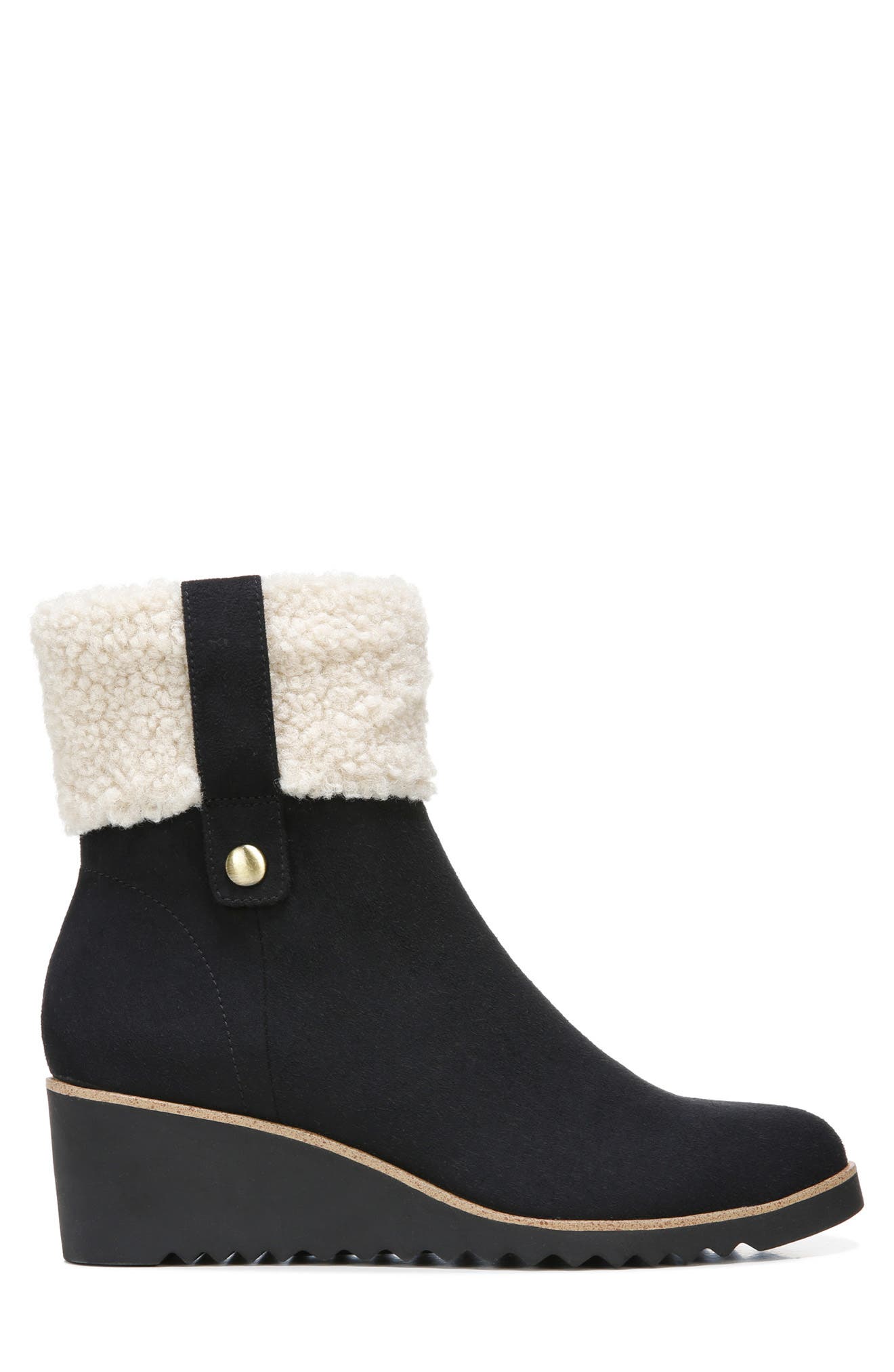 LifeStride Zurich Faux Shearling Cuff Wedge Bootie, Alternate, color, 