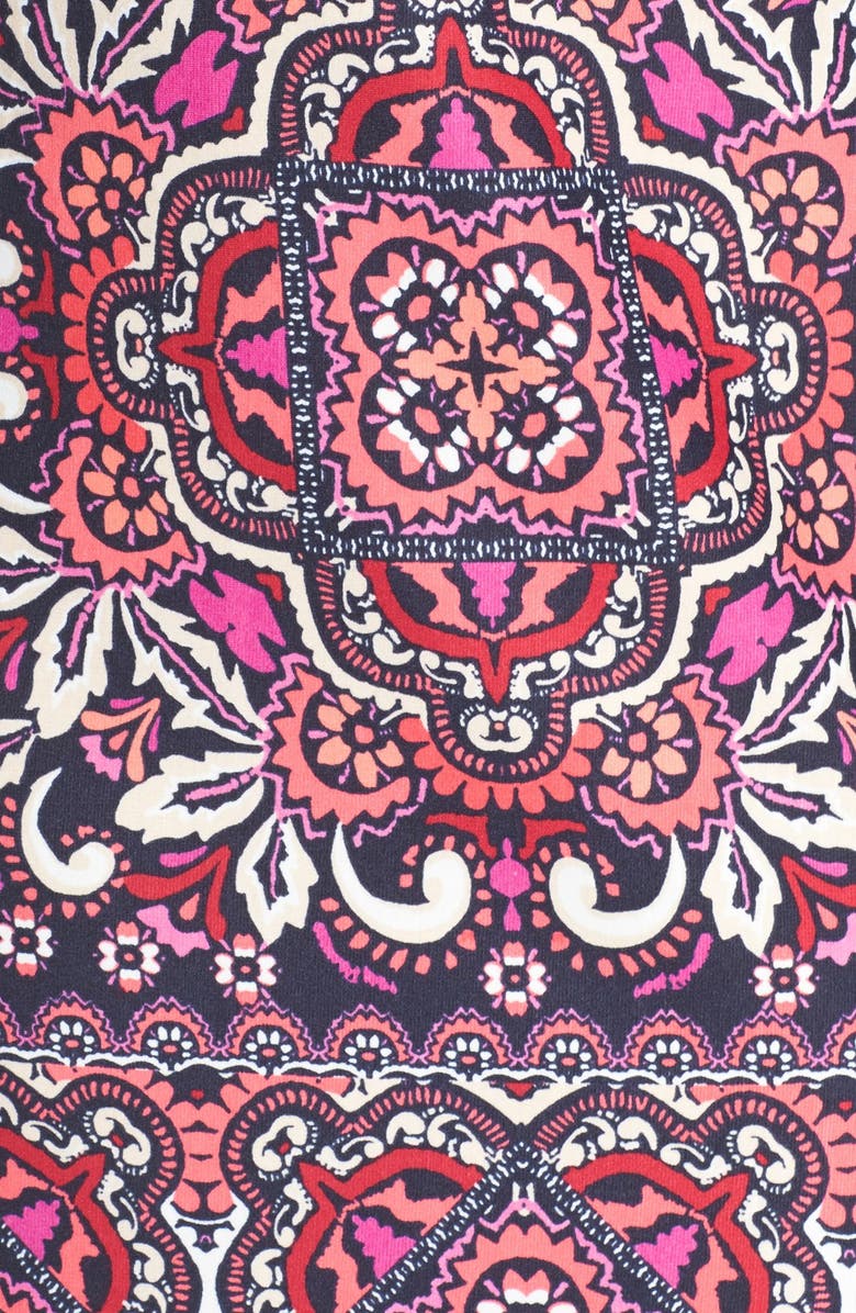 Eliza J Border Print Ponte Shift Dress, Alternate, color, Pink/ Navy Multi