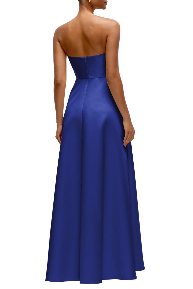 Ruched Strapless Gown, Alternate, color, COBALT BLUE