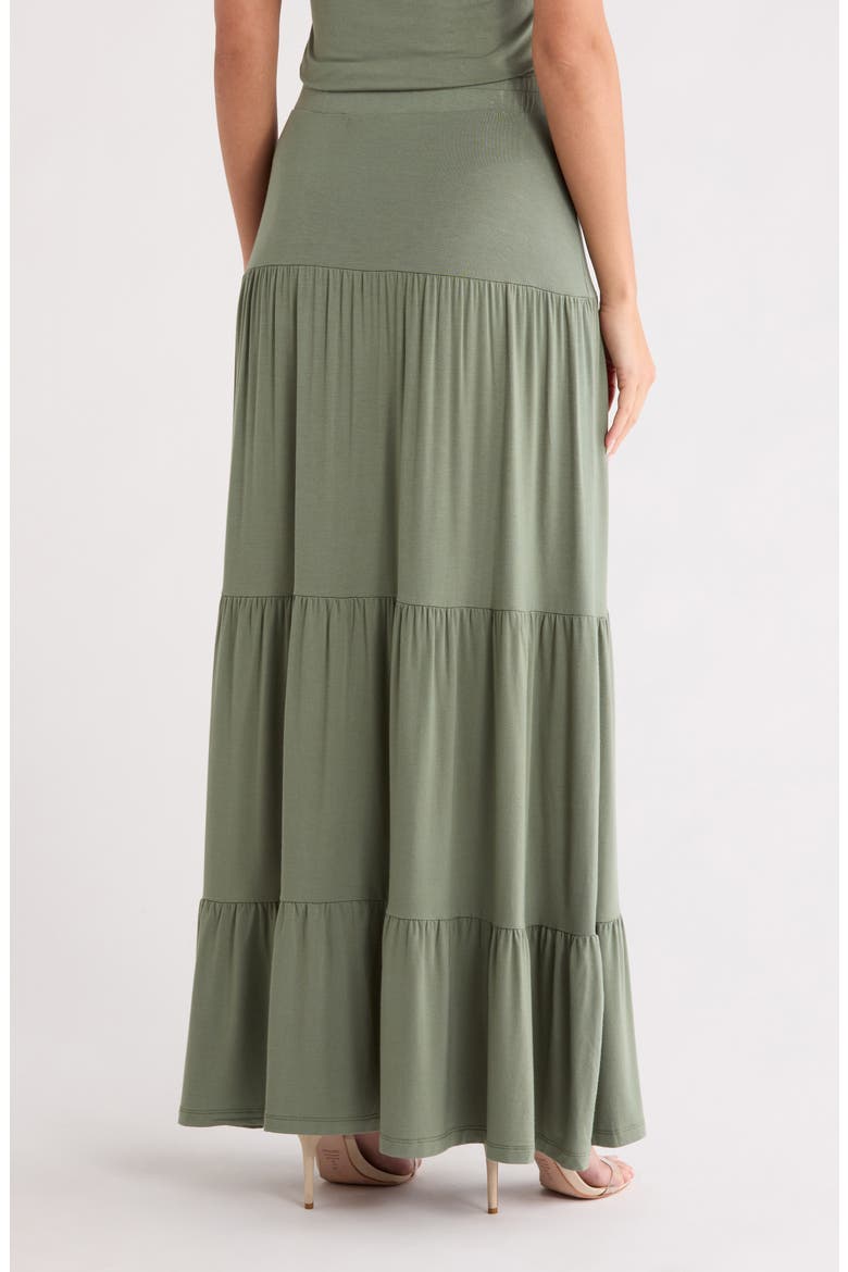 Tiered Jersey Maxi Skirt, Alternate, color, OLIVE
