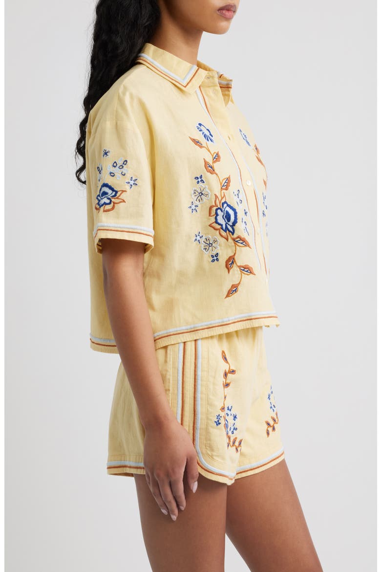 Wynona Floral Embroidered Cotton & Linen Top, Alternate, color, IMPALA