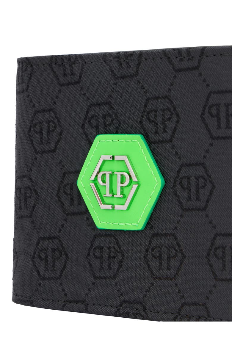 French Wallet Jacquard Monogram Men, Alternate, color, black+greenfluo