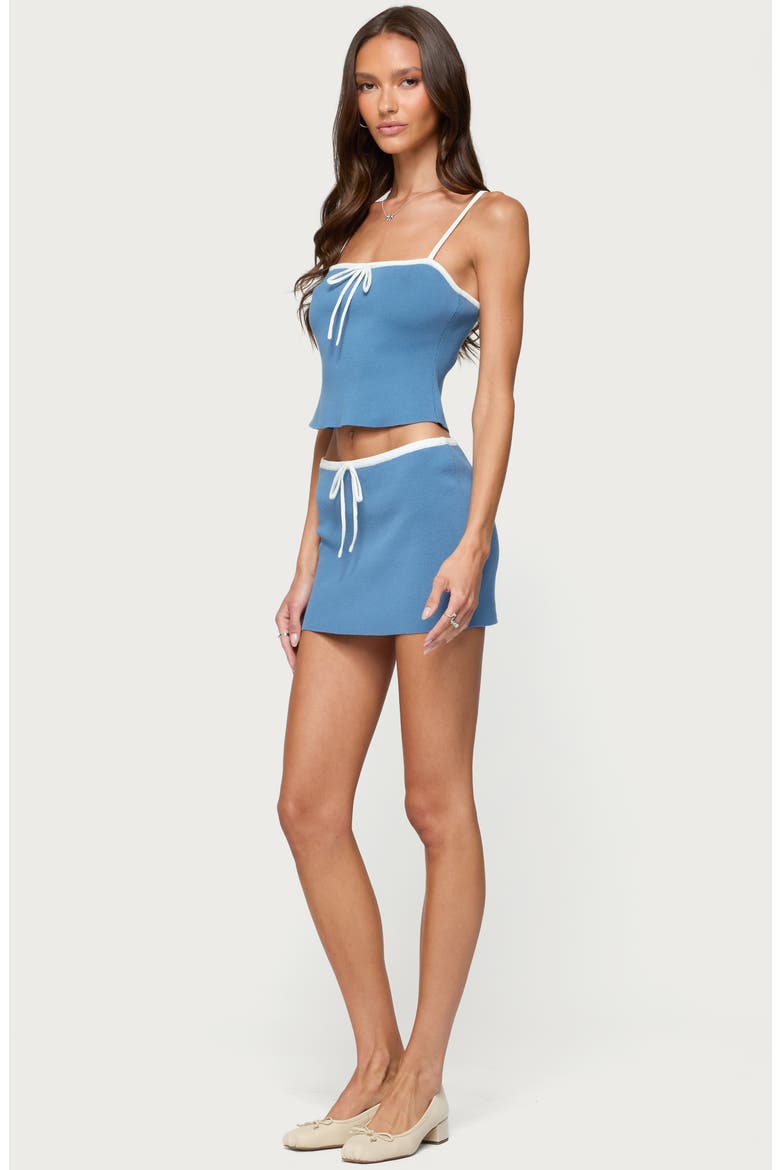 Phoebe Contrast Detail Cotton Blend Knit Tank, Alternate, color, BLUE