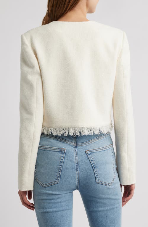 Frame Womens Fringed Cropped Tweed Jacket White