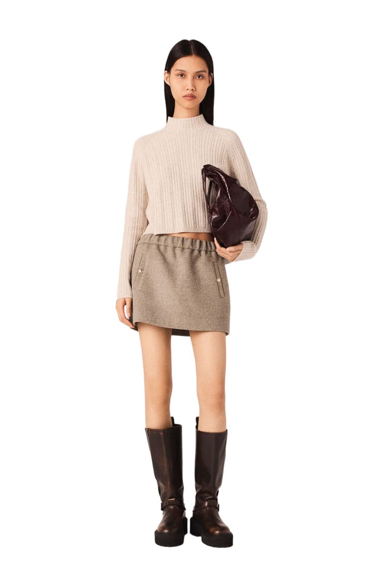maje Cable-knit crop sweater, Main, color, Beige