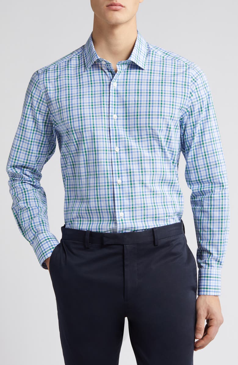Scott Barber Microdobby Gingham Button-Up Shirt, Main, color,