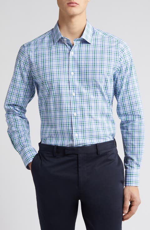 Microdobby Gingham Button-Up Shirt