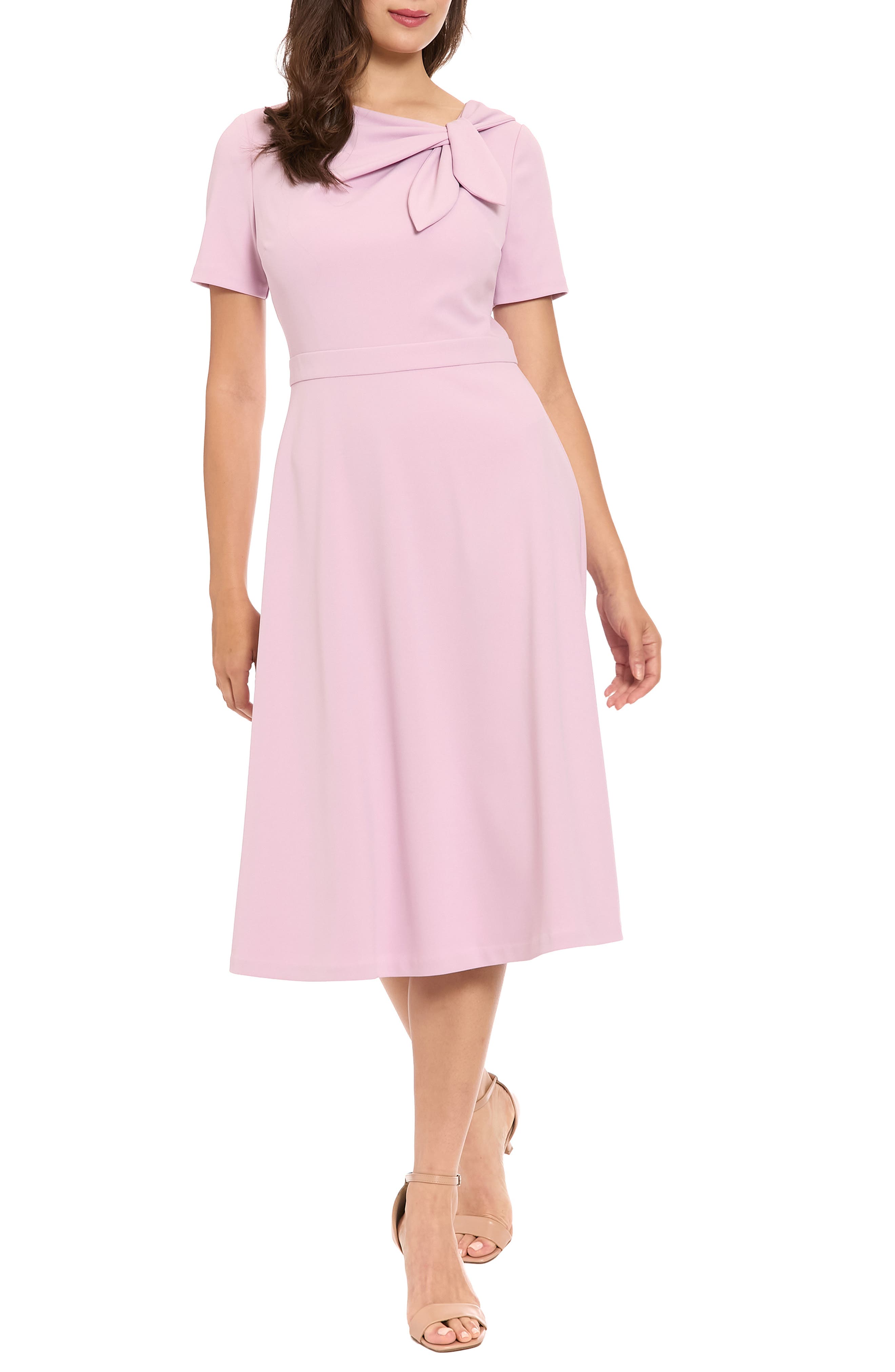 London Times Scuba Crepe Fit & Flare Dress