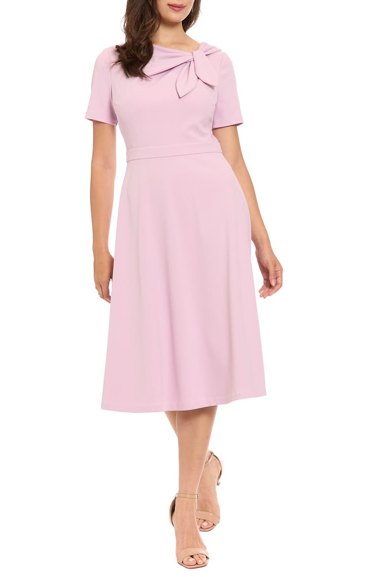 Scuba Crepe Fit & Flare Dress, Main, color, FR ORCHID