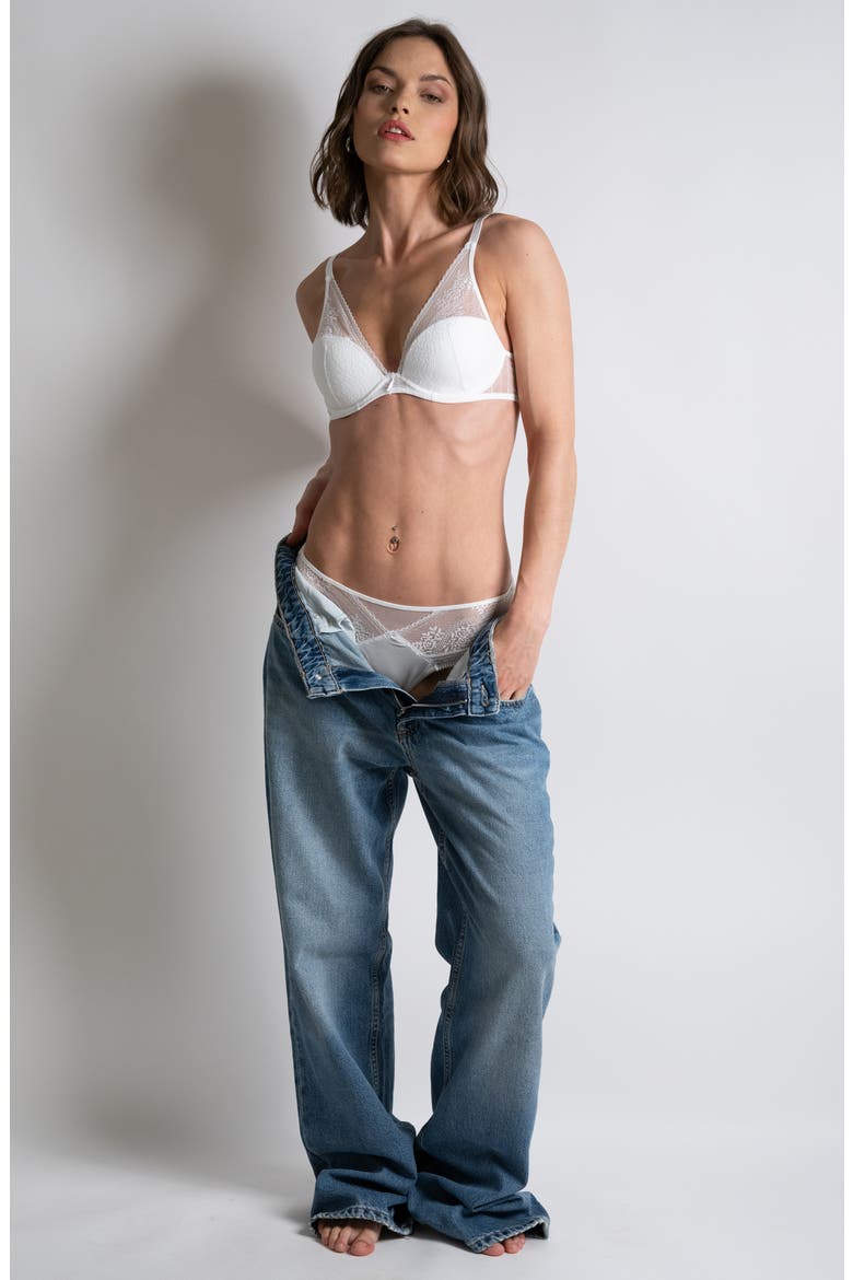 Maddie Underwire Plunge Bra, Alternate, color, WHITE