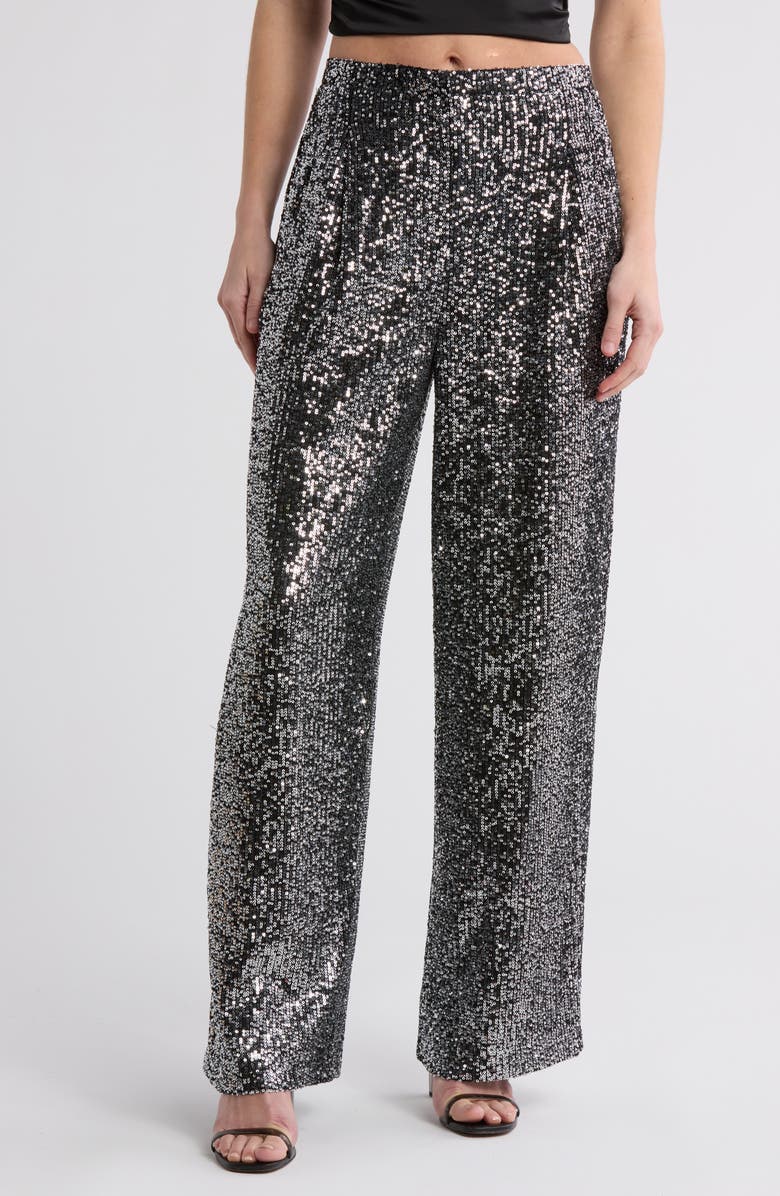 Topshop Sequin Wide Leg Trousers, Main, color, 
