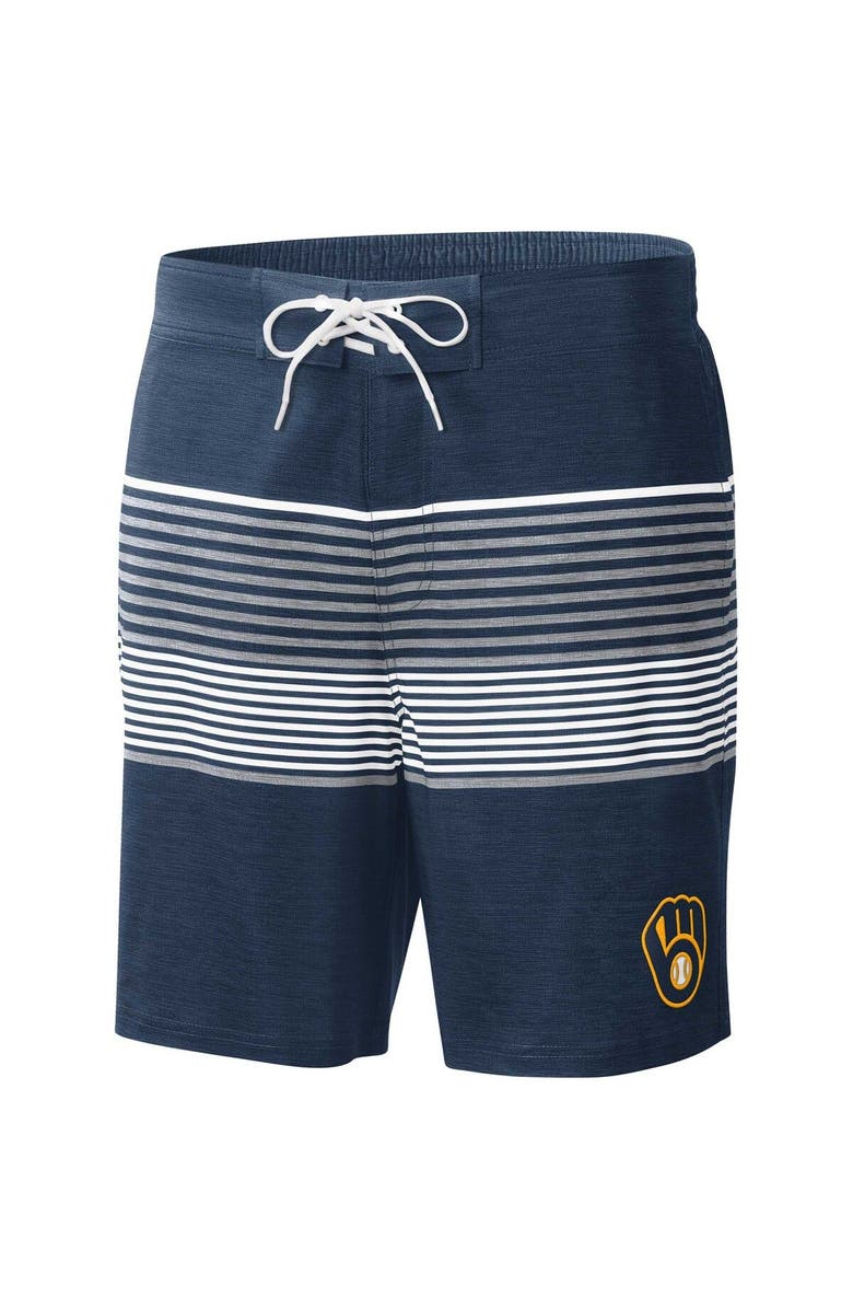 G-III SPORTS BY CARL BANKS Men's G-III Sports by Carl Banks Navy Milwaukee Brewers Coastline Volley Swim Shorts, Alternate, color, Navy
