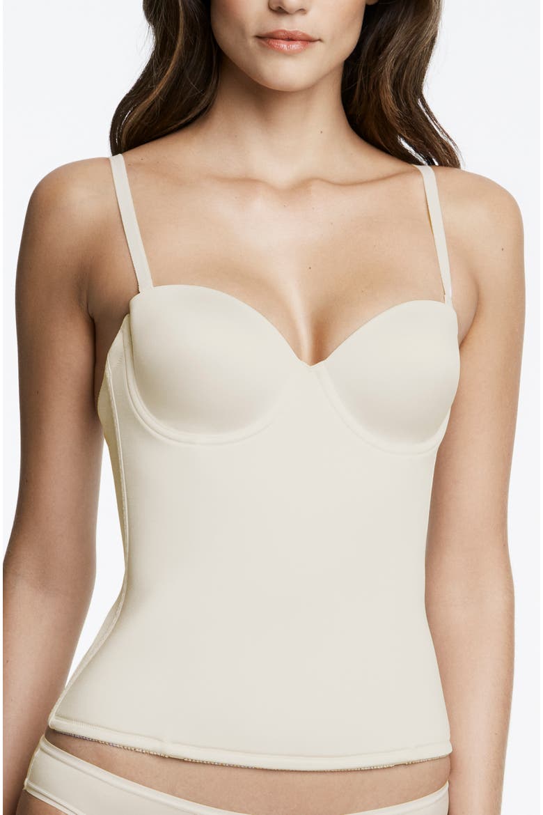 Paige Seamless Padded Microfiber Longline Strapless Bra, Alternate, color, Bone
