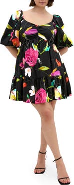 City Chic Mila Floral Print Minidress