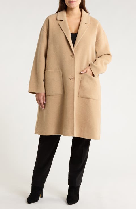 Notch Collar Wool Coat (Plus)