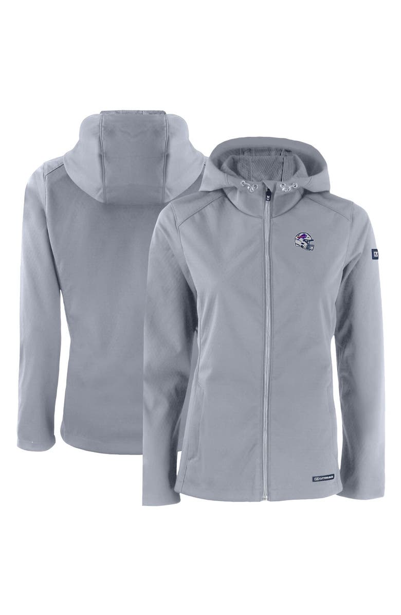 Cutter & Buck Women's Cutter & Buck Gray Buffalo Bills Evoke Eco Softshell Recycled Full-Zip Hooded Jacket, Main, color,