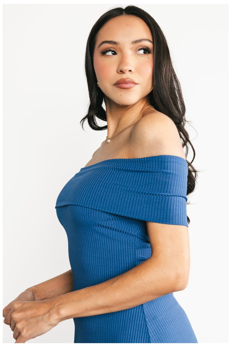 Kay Off Shoulder Midi Dress, Alternate, color, Navy
