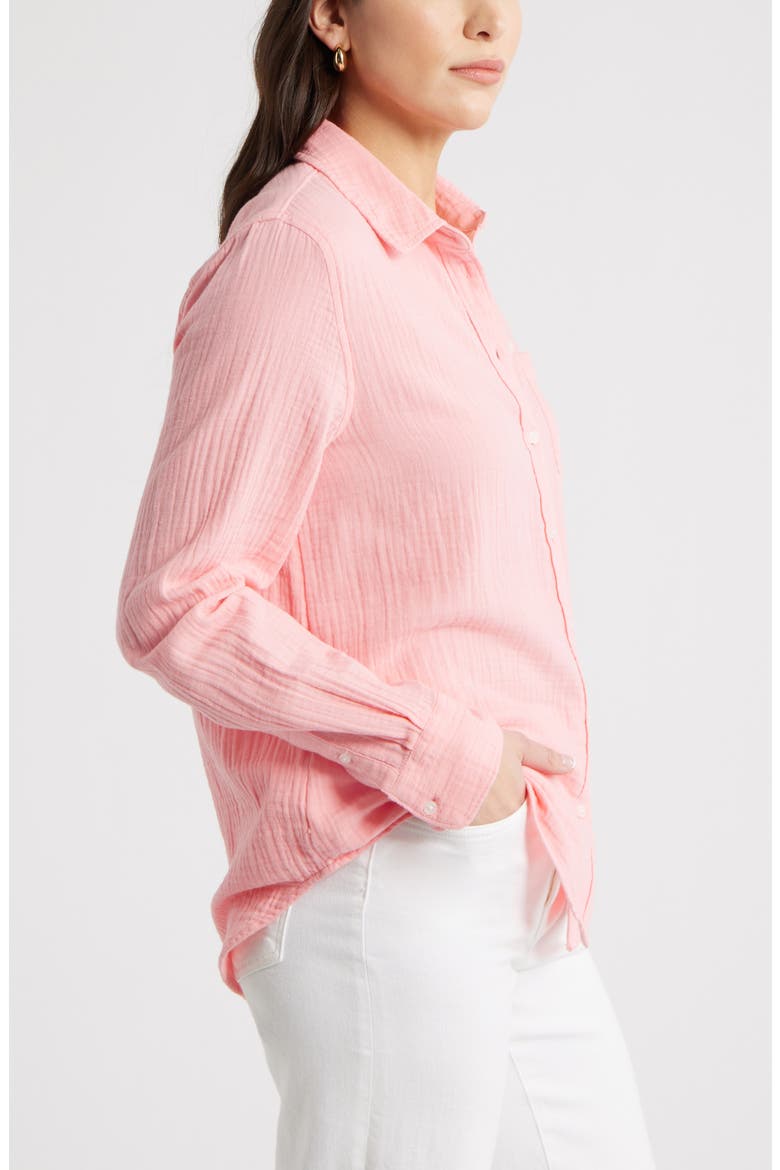Casual Gauze Button-Up Shirt, Alternate, color, PINK DIANTHUS
