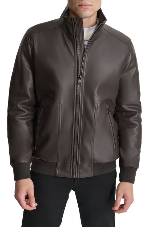 Faux Leather Bomber Jacket
