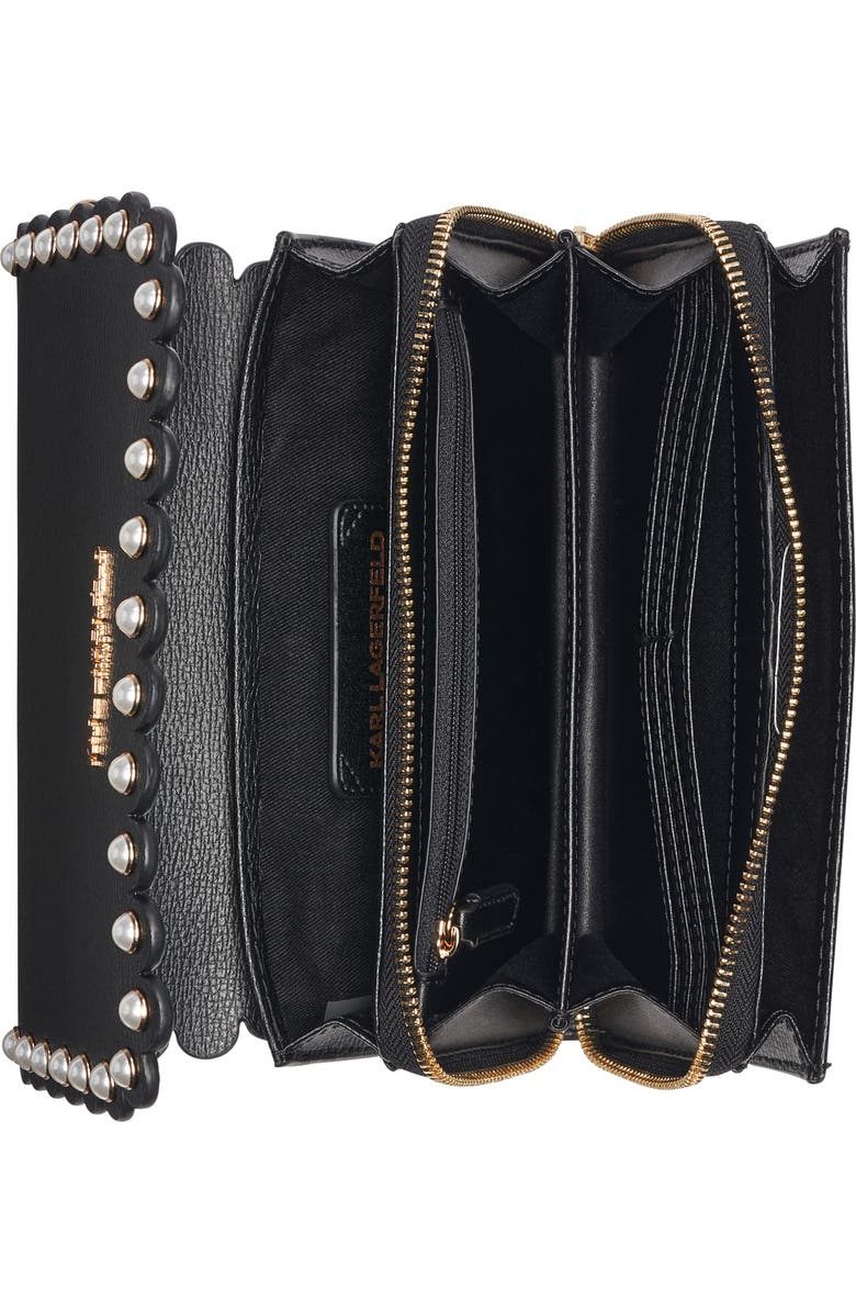 KARL LAGERFELD PARIS Lourdes Leather Crossbody, Alternate, color, Black/ Gold