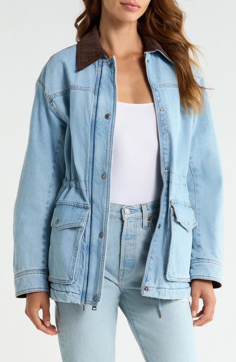 Corduroy Collar Military Jacket