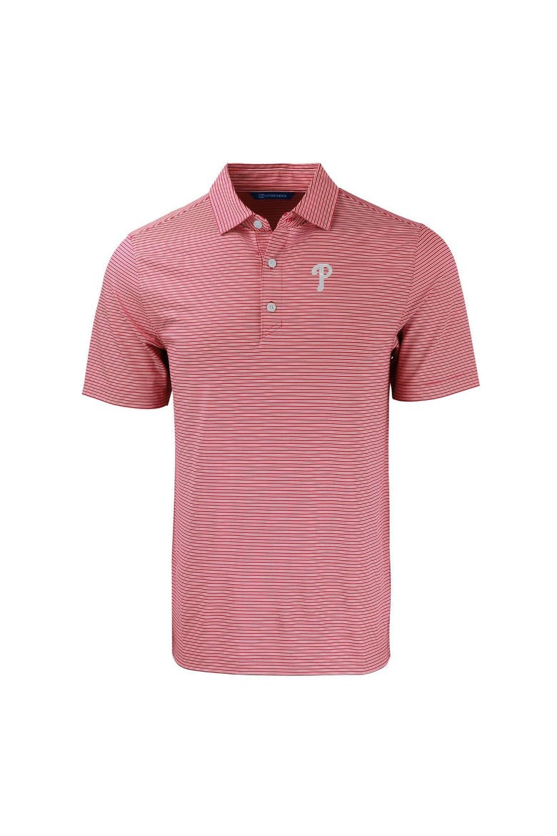 Men's Cutter & Buck Red/White Philadelphia Phillies Big & Tall Forge Eco Double Stripe Stretch Recycled Polo, Alternate, color, Red