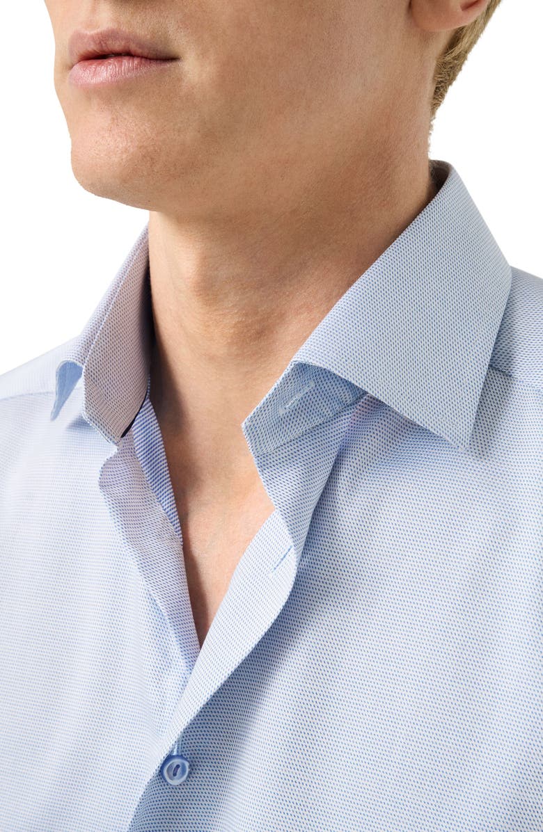 Eton Contemporary Fit Blue Micropattern Cotton Dobby Dress Shirt, Alternate, color, 