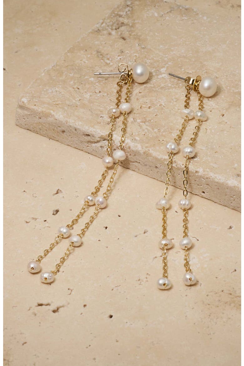 Lara Pearl Drop Earrings, Alternate, color, Gold