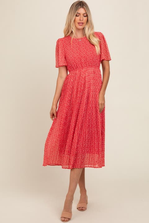 Floral Pleated Midi Dress