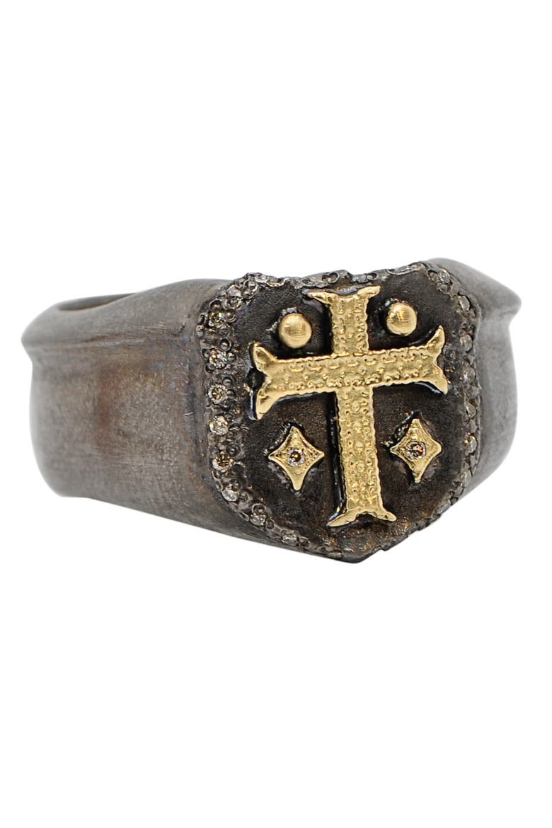 Men's Cross Shield Signet Ring, Alternate, color, NO COLOR
