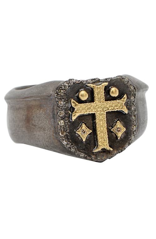 Armenta Cross Shield Signet Ring In Gray