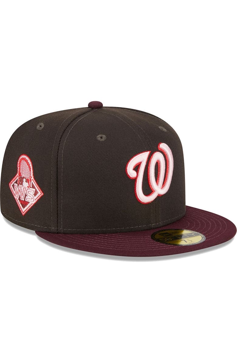 New Era Men's New Era Brown/Maroon Washington Nationals Chocolate Strawberry 59FIFTY Fitted Hat, Main, color, 