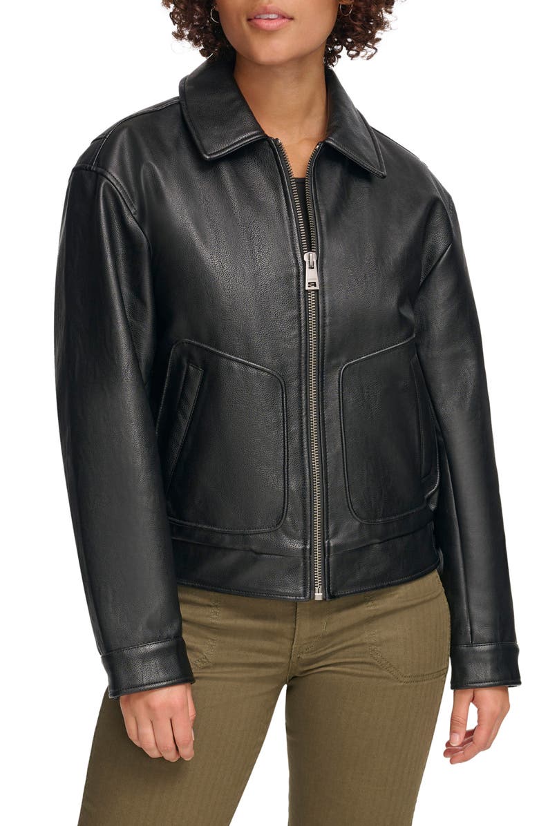 Levi's<sup>®</sup> Faux Leather Bomber Jacket, Main, color,