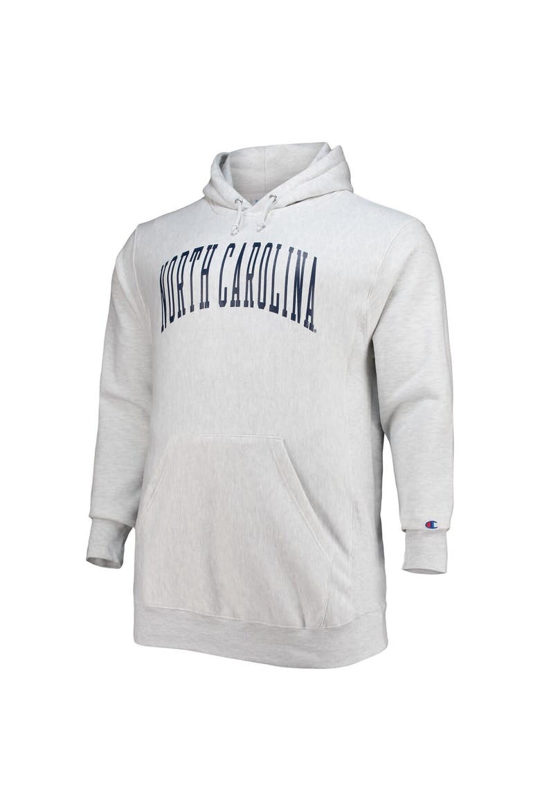 Men's Champion Heathered Gray North Carolina Tar Heels Big & Tall Reverse Weave Fleece Pullover Hoodie Sweatshirt, Alternate, color, Heather Gray