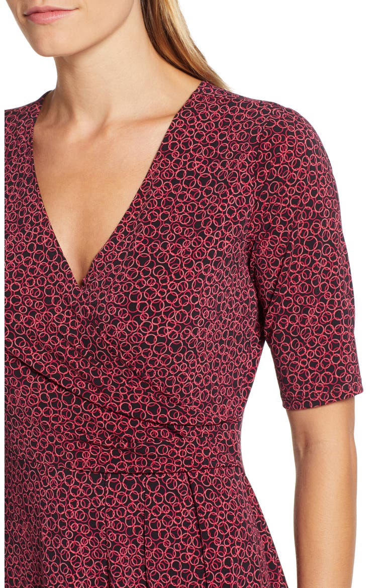 Ring Print Midi Dress, Alternate, color, RICH BLACK