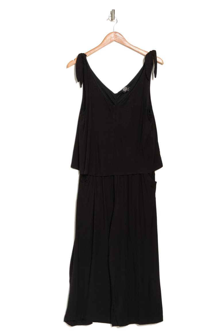 Knot Strap Knit Jumpsuit, Alternate, color, BLACK