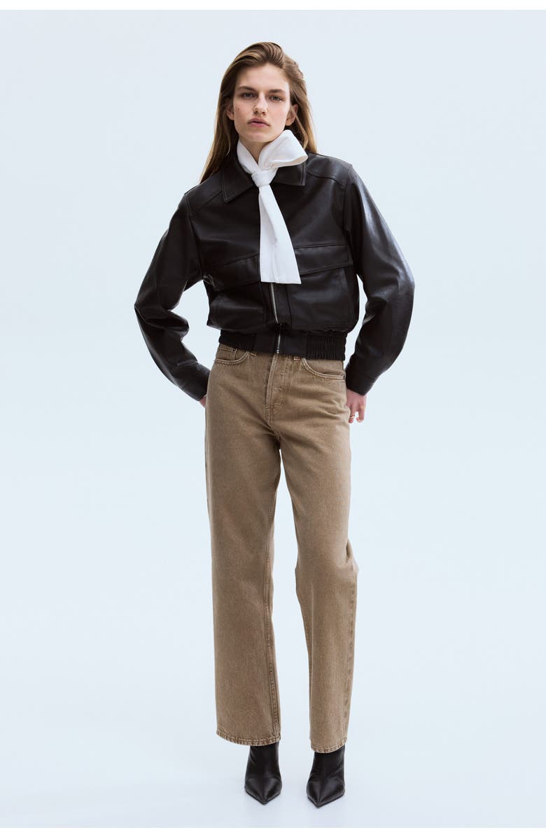 H&M Straight High Waist Ankle Jeans, Alternate, color, 