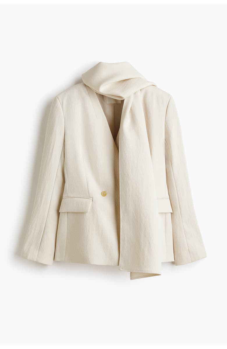 H&M Lapelless Blazer With Scarf, Main, color, Light Beige