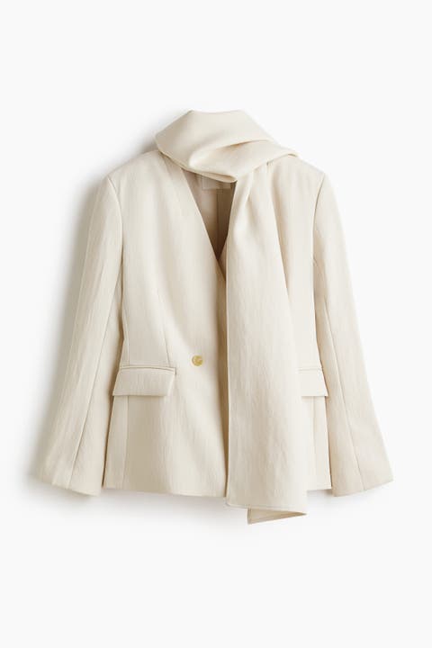 Lapelless Blazer With Scarf