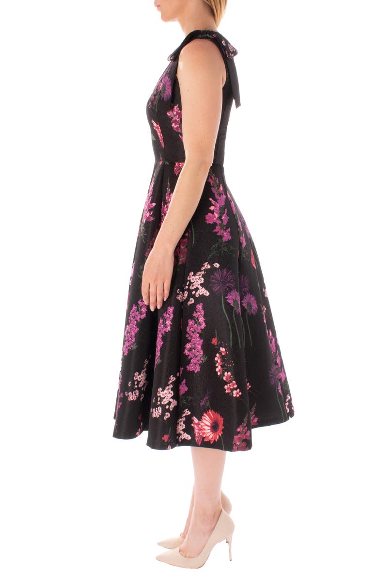 Gabby Skye Floral Jacquard One Shoulder Fit & Flare Dress, Alternate, color, 