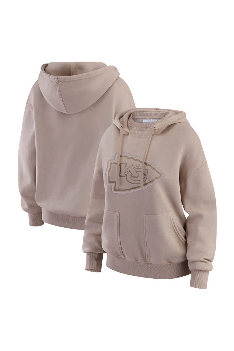 Women's WEAR by Erin Andrews  Tan Kansas City Chiefs Washed Pullover Crewdie, Main, color, Tan